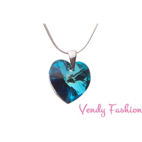 Swarovski srdce Crystal Bermuda Blue 18mm náhrdelník rhodium
