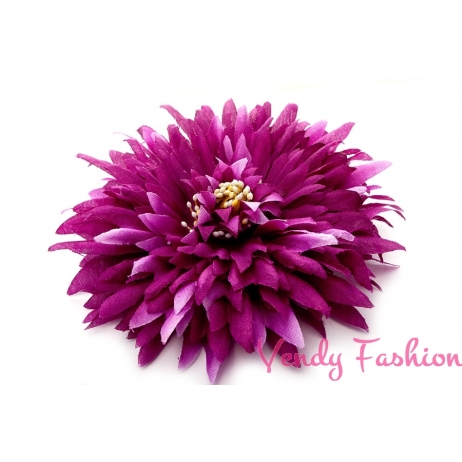 Květina do vlasů tmavě fialová s gumičkou
