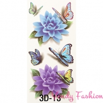 3D dočasné tetování Květy a motýlci